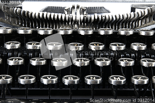 Image of Old, dusty typewriter seen up close.