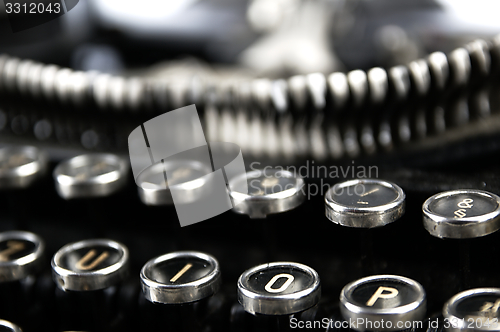 Image of Old, dusty typewriter seen up close.