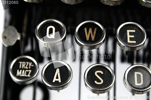 Image of Old, dusty typewriter seen up close.