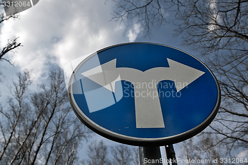 Image of Fork road warning sign.