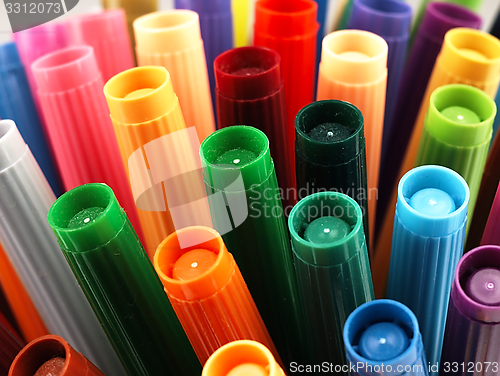 Image of Colorful school markers closely.