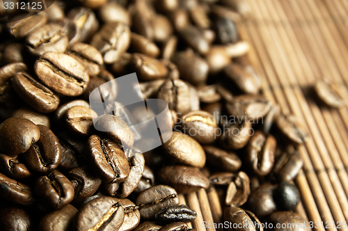 Image of Scattered fresh coffee beans.