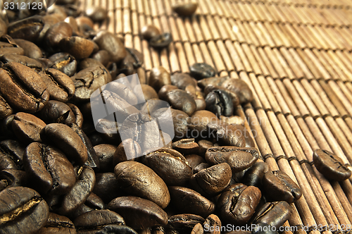 Image of Scattered fresh coffee beans.
