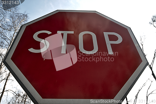 Image of Stop sign against the sky.