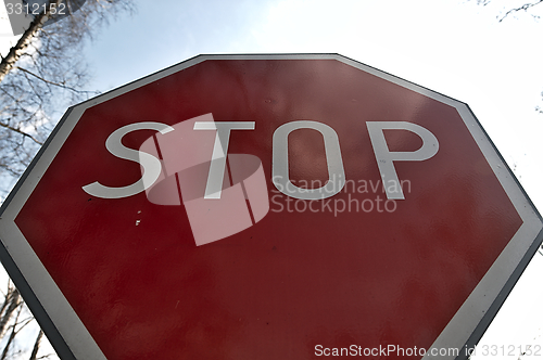 Image of Stop sign against the sky.