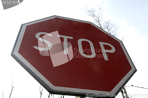 Image of Stop sign against the sky.