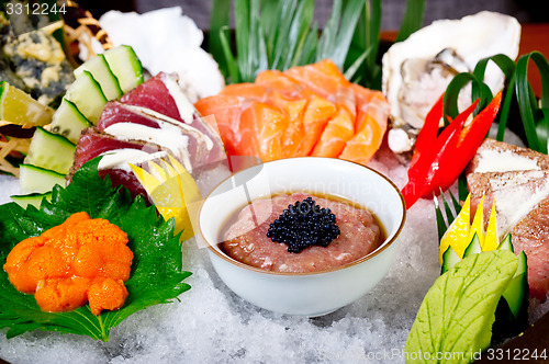 Image of fresh sushi choice combination assortment selection 