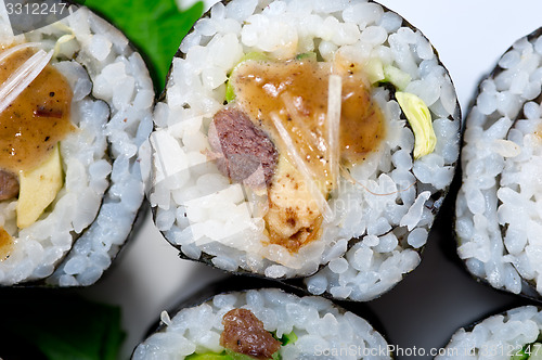 Image of fresh sushi choice combination assortment selection 