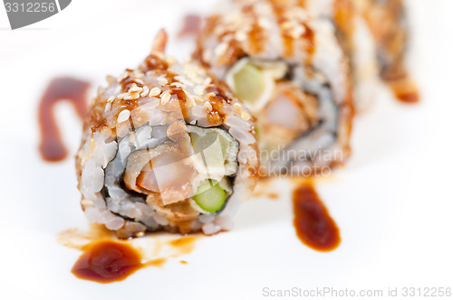 Image of fresh sushi choice combination assortment selection 