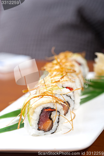 Image of fresh sushi choice combination assortment selection 