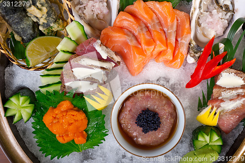 Image of fresh sushi choice combination assortment selection 