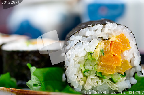 Image of fresh sushi choice combination assortment selection 