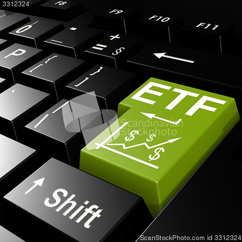 Image of ETF word on the green enter keyboard