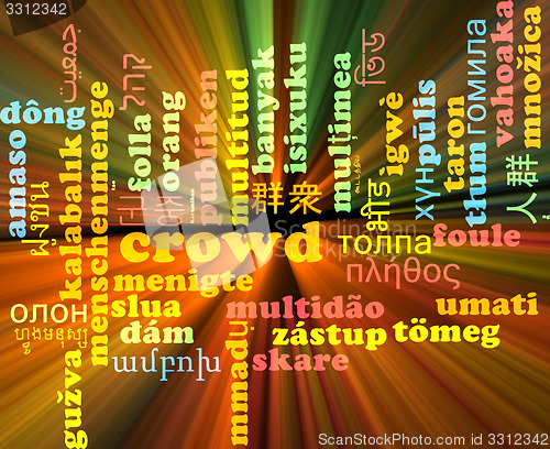 Image of Crowd multilanguage wordcloud background concept glowing