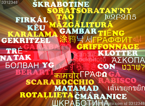 Image of Doodle multilanguage wordcloud background concept glowing