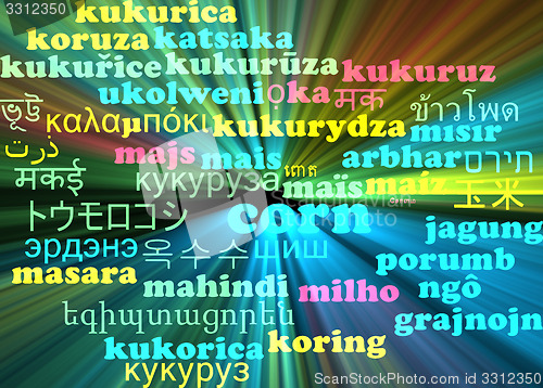 Image of Corn multilanguage wordcloud background concept glowing