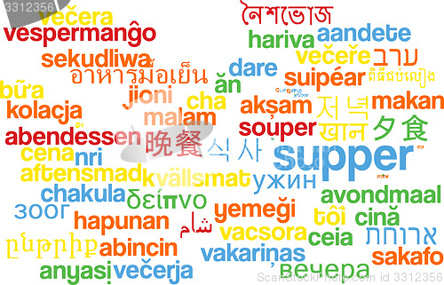 Image of Supper multilanguage wordcloud background concept