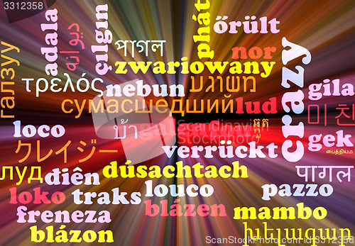 Image of Crazy multilanguage wordcloud background concept glowing