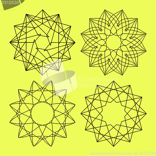 Image of Guilloche vector elements. 