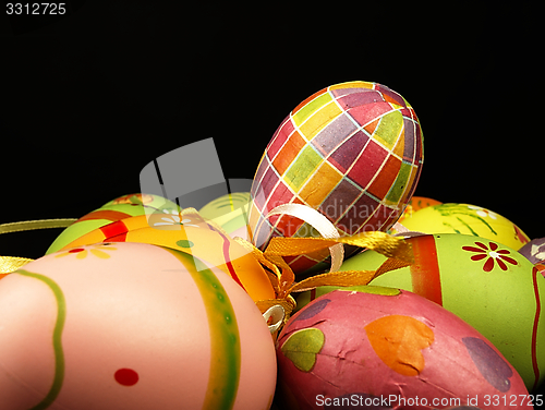 Image of Easter eggs on a black background.