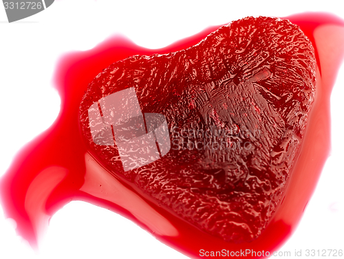 Image of Red heart-shaped ice in the blood.