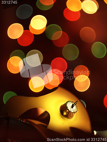 Image of Broken bauble Christmas Tree and magic bokeh.