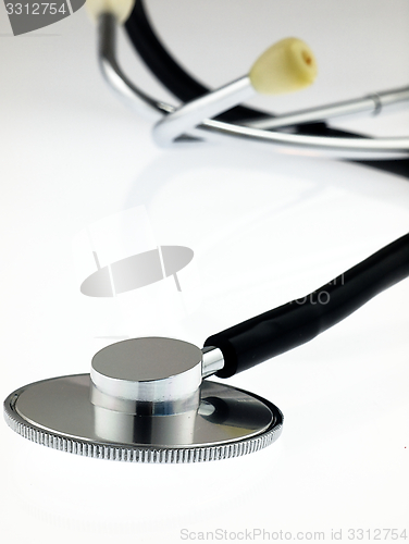 Image of Medical stethoscope on a white background.