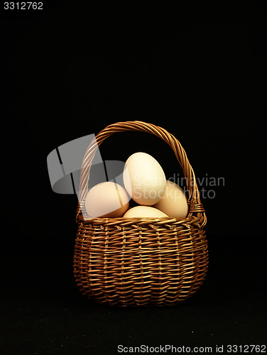 Image of Easter eggs in a wicker basket.