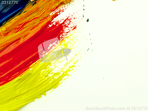 Image of Traces colorful brush on a white sheet of paper.