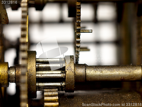 Image of Gear in mechanism of the old clock.