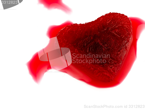 Image of Red heart-shaped ice in the blood.