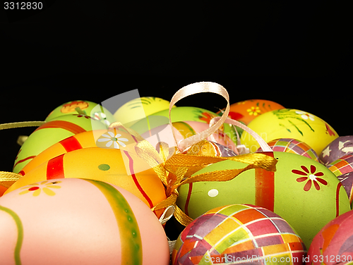 Image of Easter eggs on a black background.