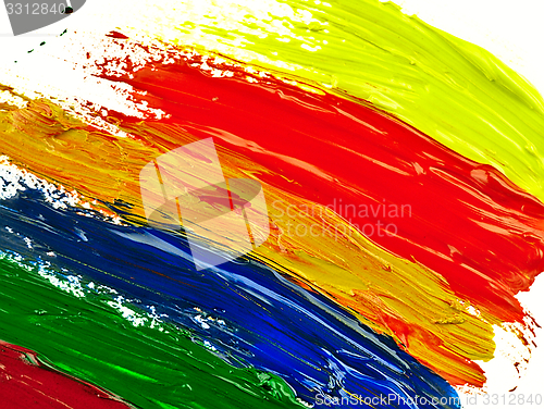 Image of Traces colorful brush on a white sheet of paper.