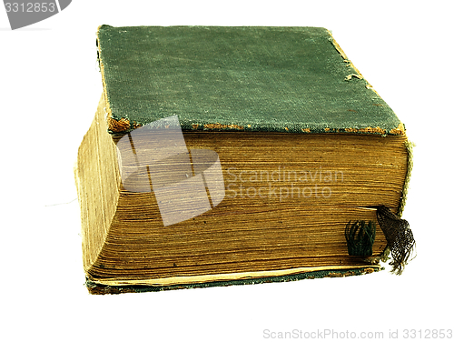 Image of Old closed the book with a damaged cover.