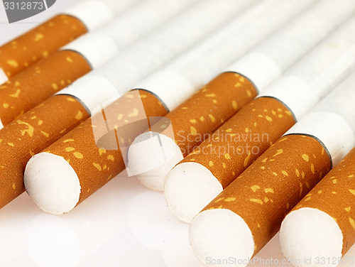 Image of Several cigarettes on a white background.