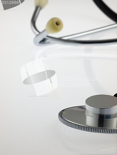 Image of Medical stethoscope on a white background.