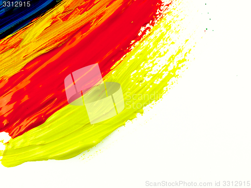 Image of Traces colorful brush on a white sheet of paper.