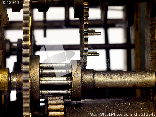 Image of Gear in mechanism of the old clock.