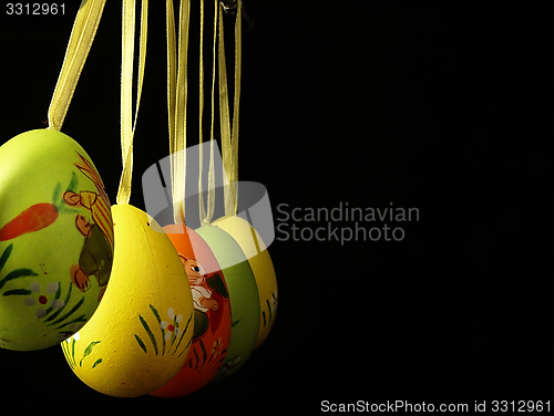 Image of Easter eggs on a black background.