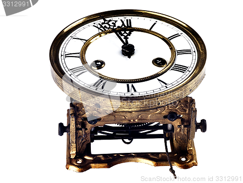 Image of Old clock with roman numerals.