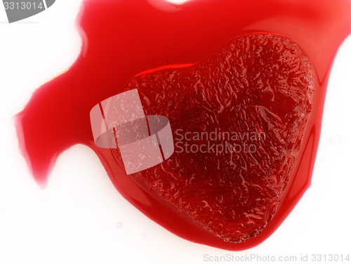 Image of Red heart-shaped ice in the blood.