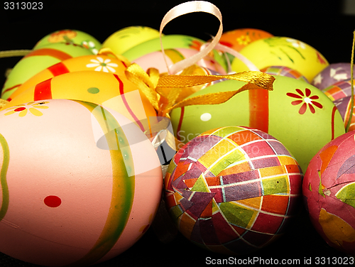Image of Easter eggs on a black background.