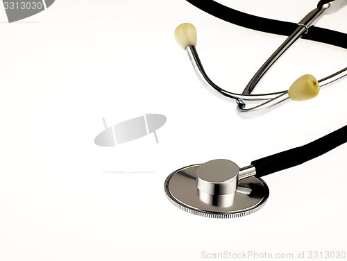 Image of Medical stethoscope on a white background.