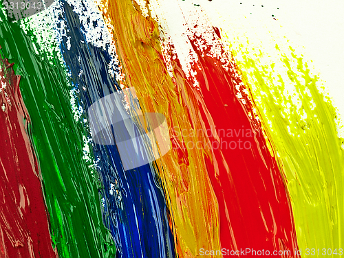 Image of Traces colorful brush on a white sheet of paper.