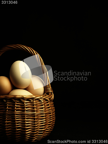 Image of Easter eggs in a wicker basket.