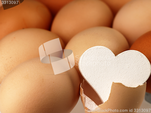 Image of White heart comes from a broken egg.