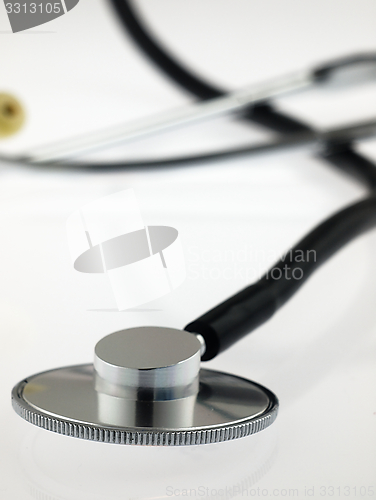 Image of Medical stethoscope on a white background.