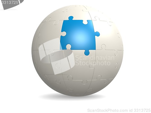 Image of White round puzzle with blue