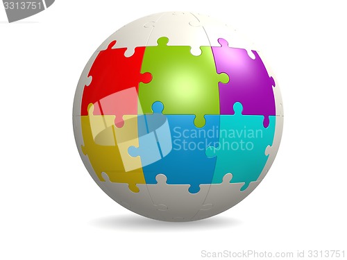 Image of White round puzzle with six color