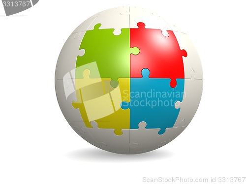 Image of White round puzzle with four color